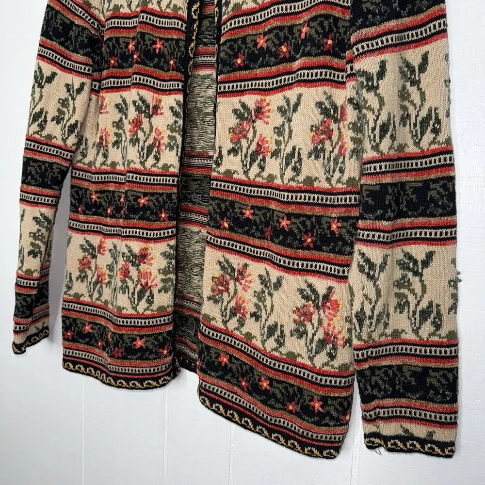 Appleseed’s Women’s Floral Embroidered Cardigan Sweater Ranch Country Size Small - Picture 4 of 6